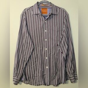 Tommy Bahama Men's Casual Striped Shirt - Blue and Maroon